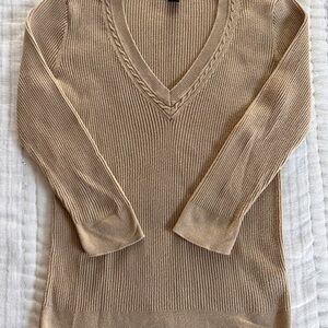 Lauren Ralph Lauren Beige V-Neck Sweater Small